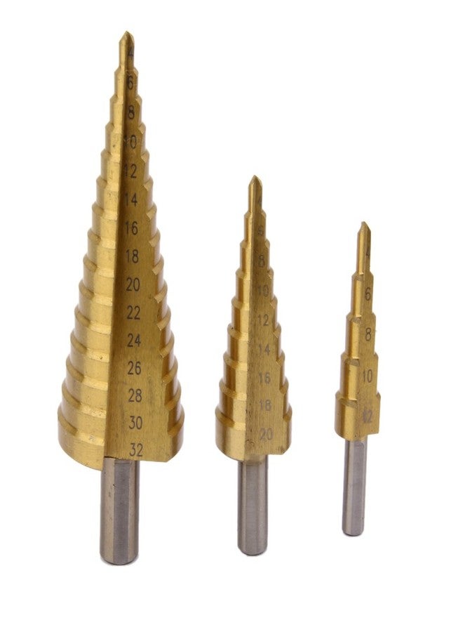 Tools-4-All 3X Large Hss Steel Step Cone Drill Titanium Hexagonal Bit Set Hole Cutter 4-12/20/32Mm - Image 1